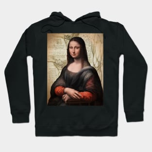 Mona Lisa on DaVinci Sketches Famous Painting Collage Hoodie